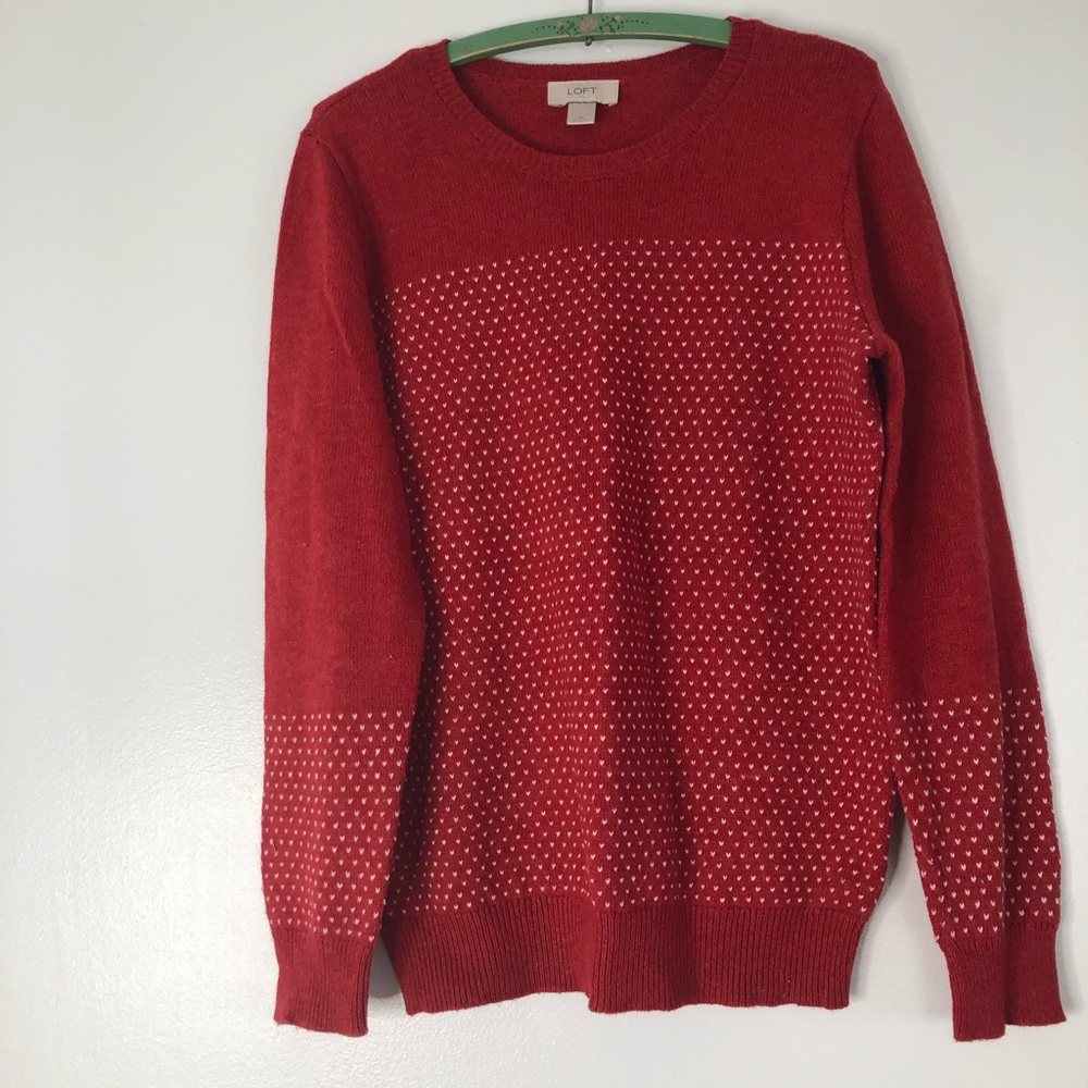 Loft. Festive red sweater.